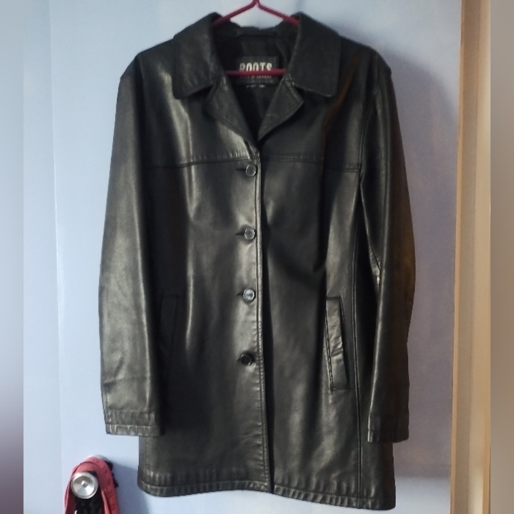 Vintage Roots Lambskin Leather Car Coat M